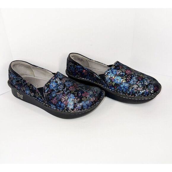 Alegria Shoes Leather SlipOn Loafer Debra Metallic Floral Comfort Nurse 38/8-8.5 - Picture 8 of 16